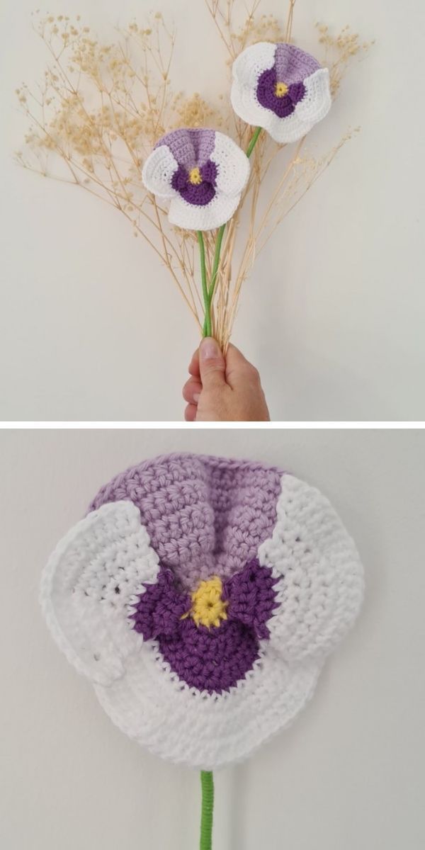 Crochet pansy flower free pattern