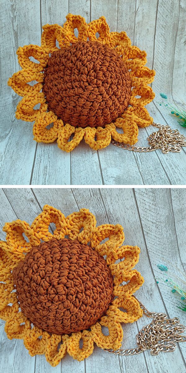 sunflower crossbody bag free crochet pattern