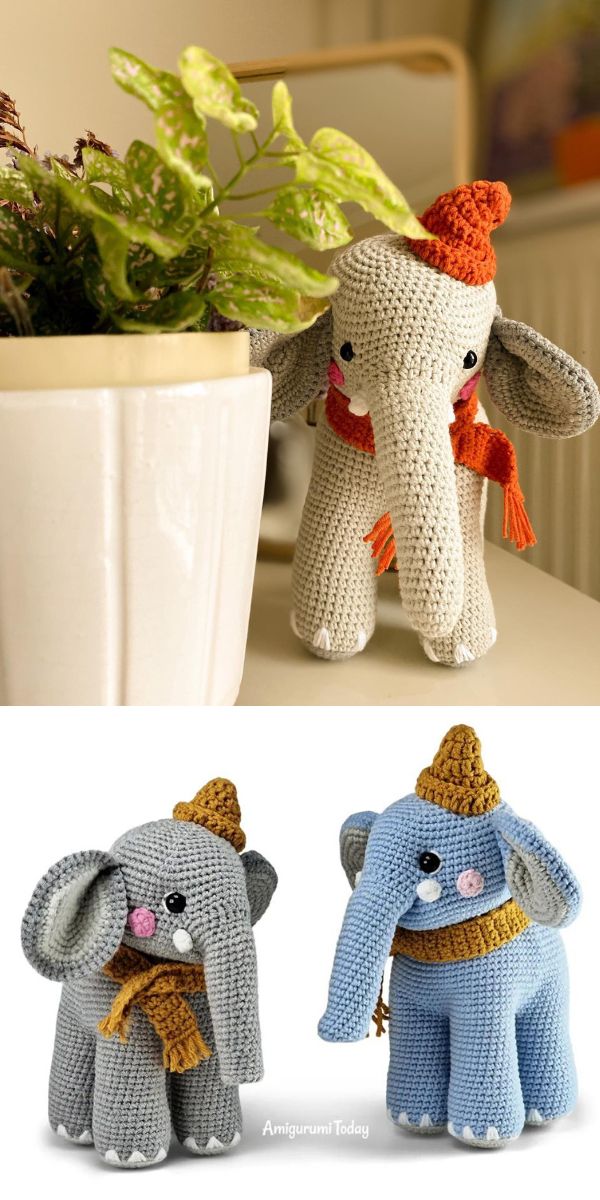 crochet elephant amigurumi free pattern