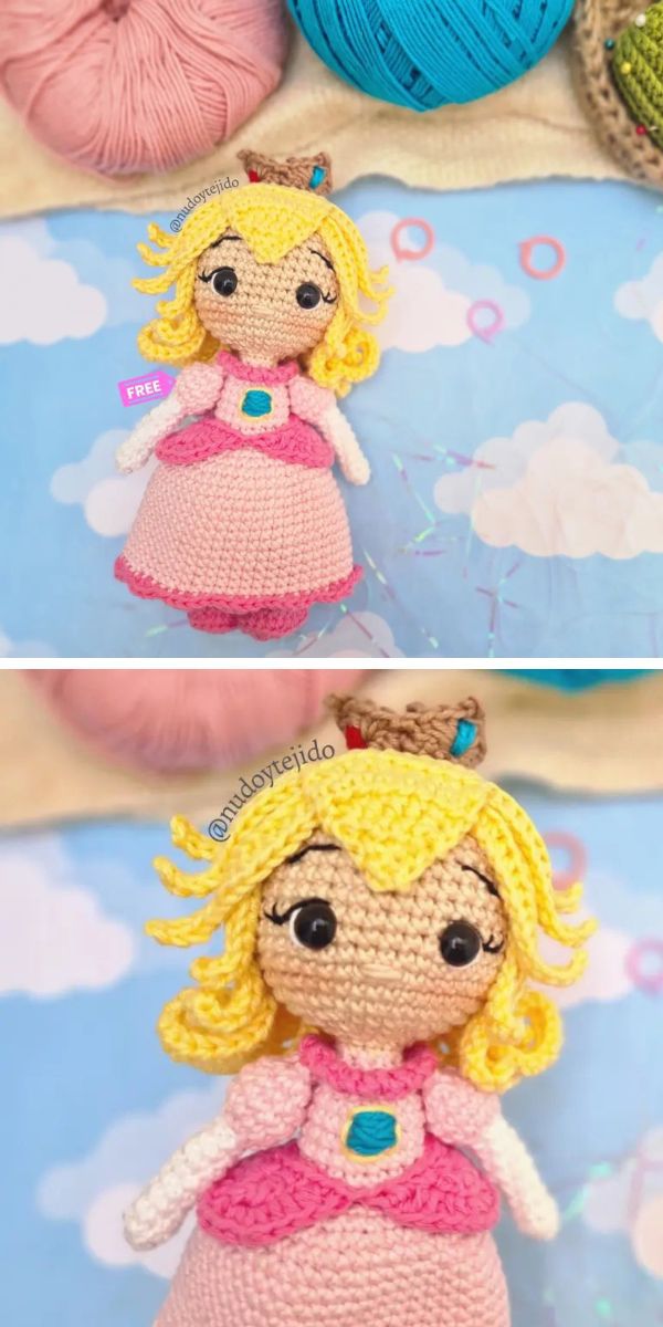 princess peach amigurumi free crochet pattern