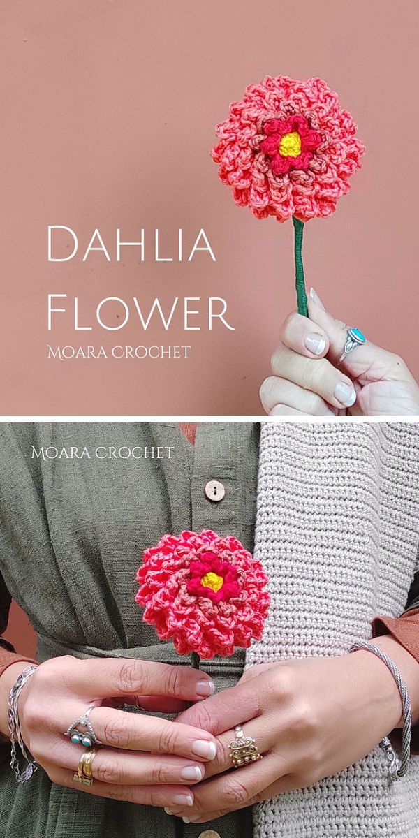 Ravelry: Dahlia Flower Applique pattern by GoldenLucyCrafts