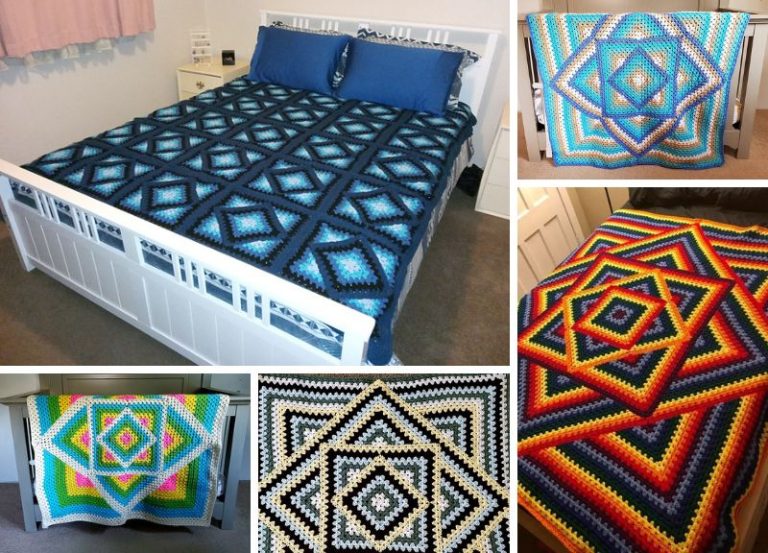 12 Ideas for Kaleidoscope Crochet Granny Blankets