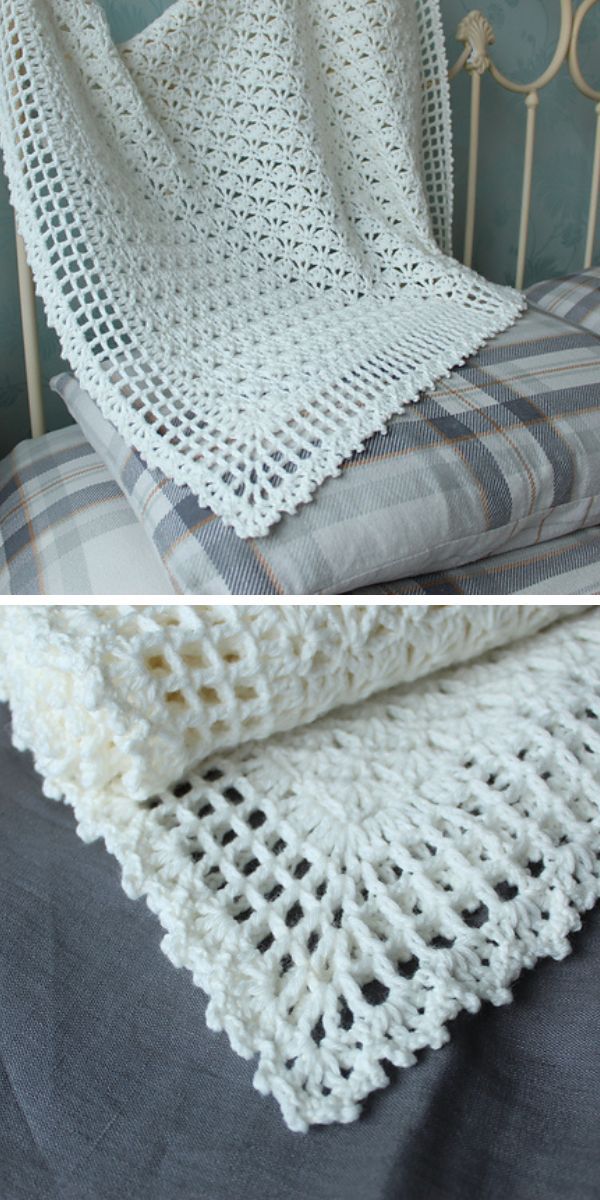 white lace crochet baby blanket