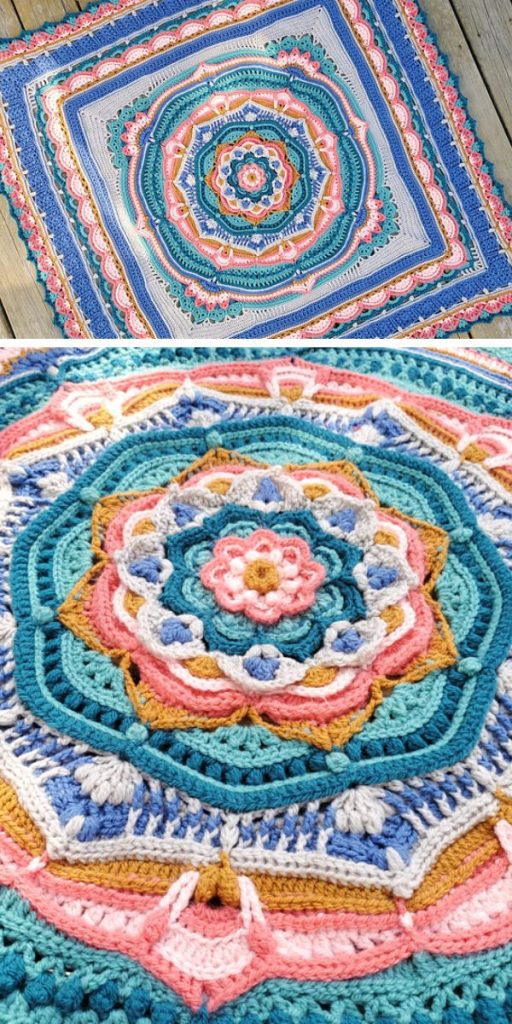 colorful mandala crochet blanket