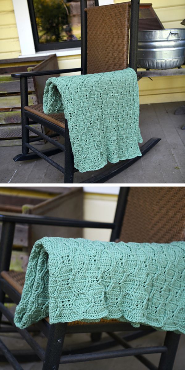 mint delicate crochet blanket