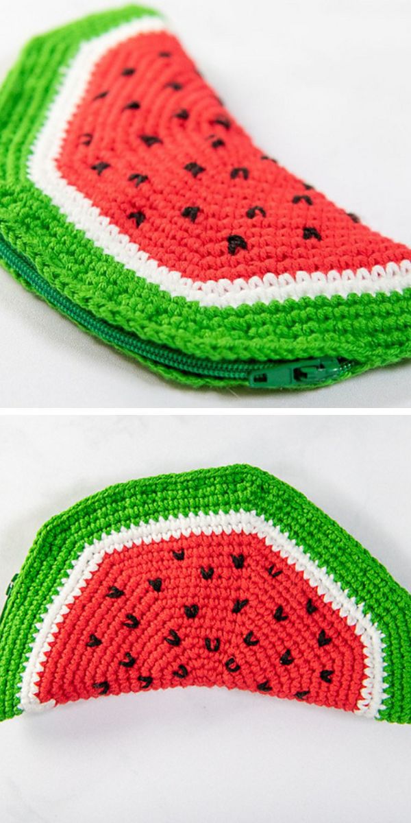 watermelon crochet coin purse