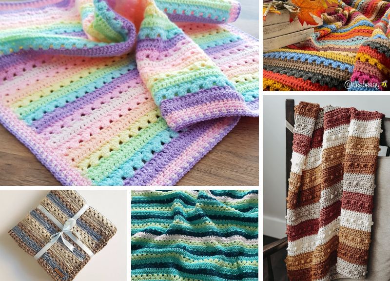 cosy stripe crochet blanket ideas