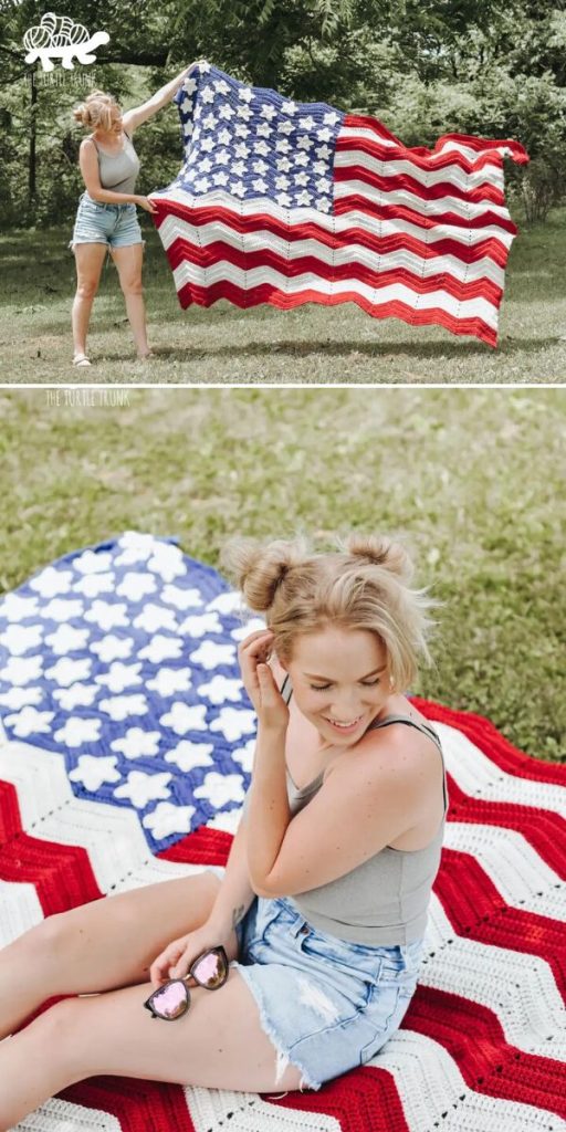 American Flag Blanket free crochet pattern
