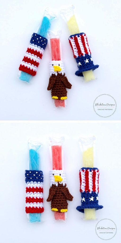 Independence Day Ice Pop Holders free crochet pattern