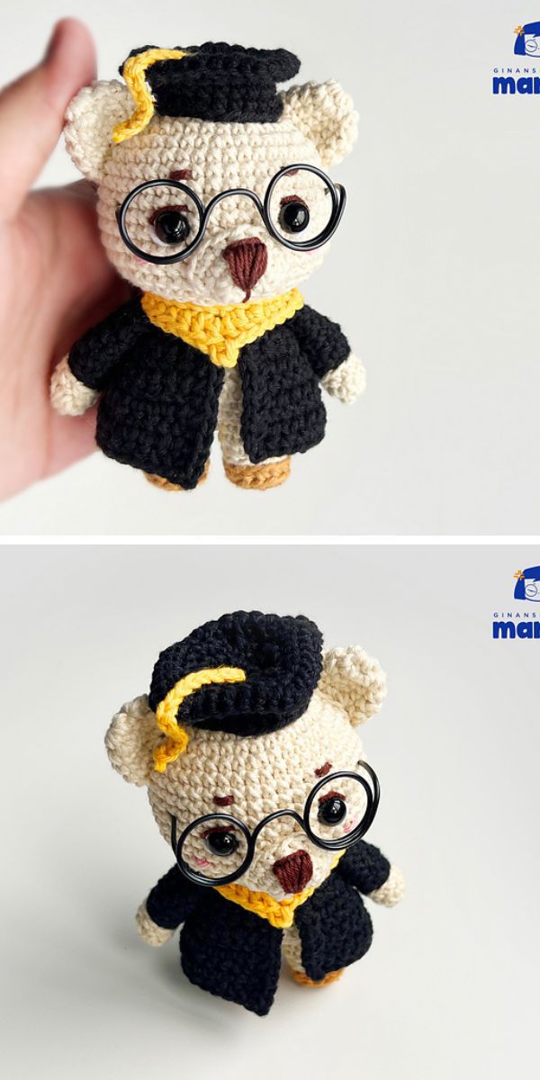 Graduation bear amigurumi pattern