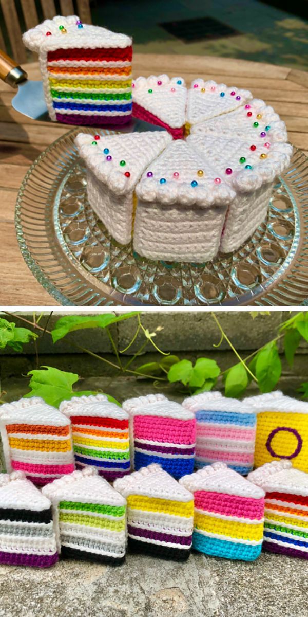 colorful crochet cake pieces associated with LGBT