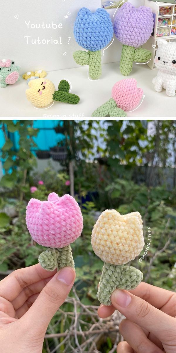 tiny crochet tulips