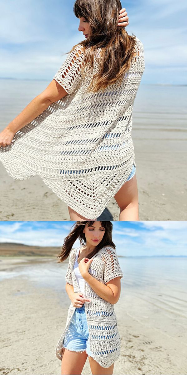 crochet lace summer cardigan in white color
