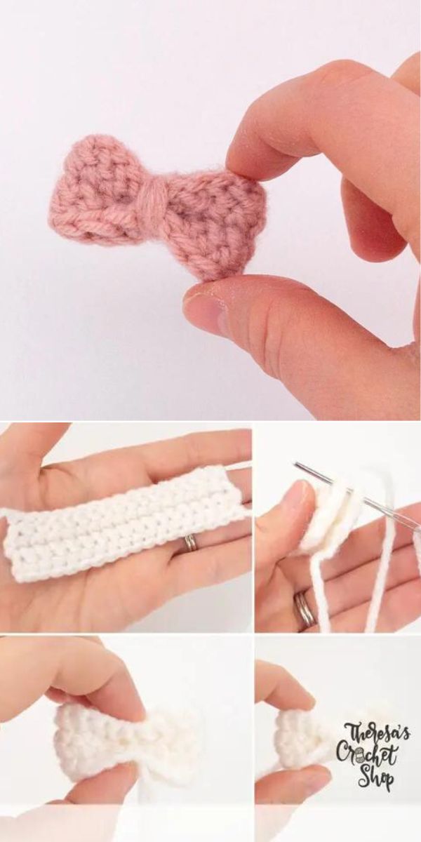 How to make a Mini Crocheted Bow Hair Clip