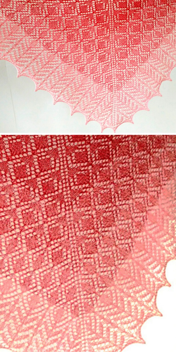 lace knit shawl in red