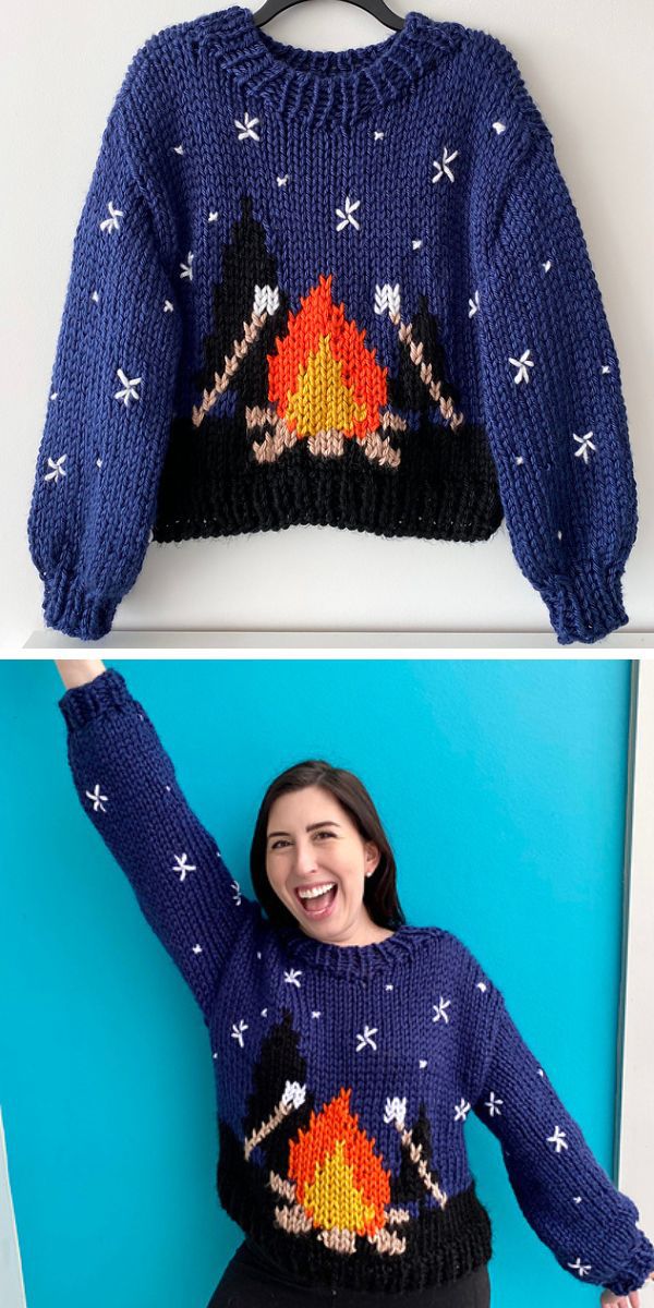 Campfire Sweater Knitting Pattern, Chunky Knit Sweater