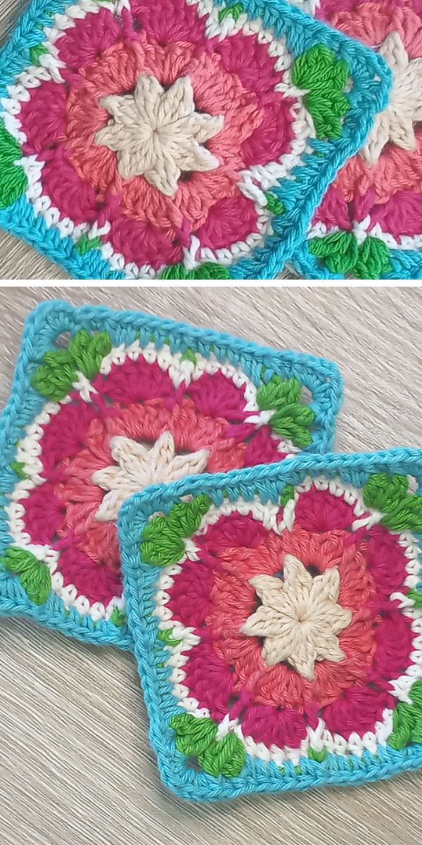African daisy crochet square