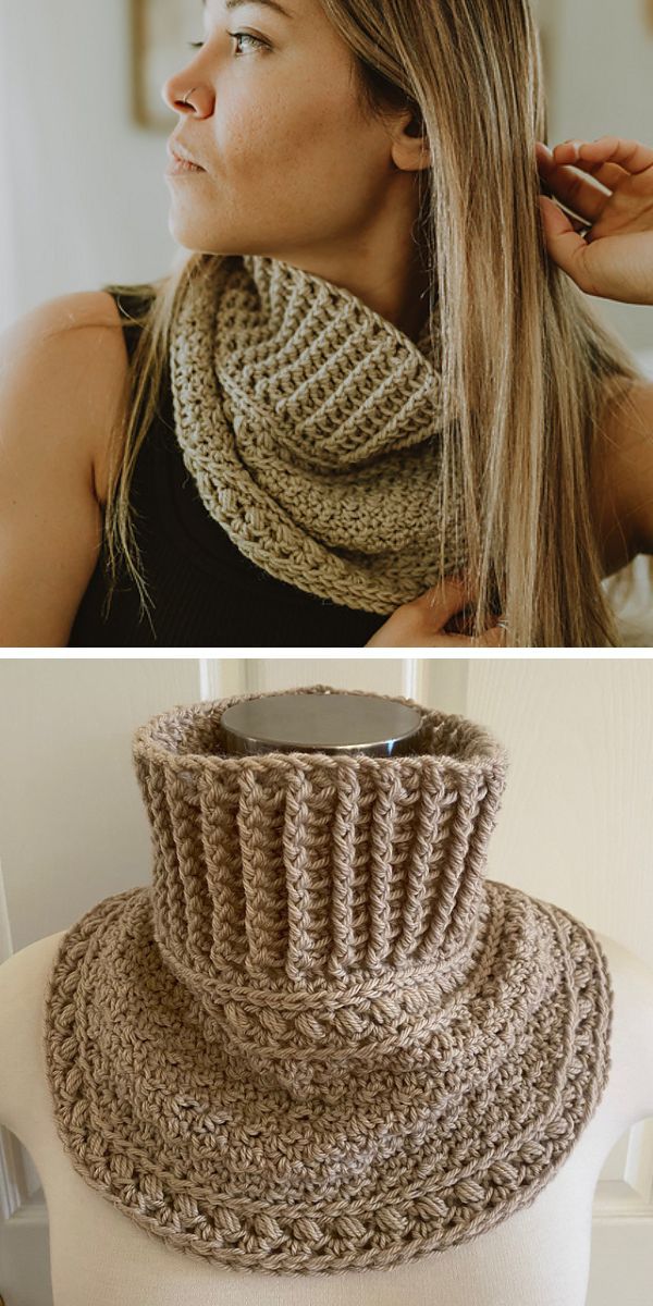 Cream Colored Cowl, 3 Button Scarf, Crochet Cowl, Knit Cowl, Winter White  Scarf, Neck Warmer, Indoor Cowl