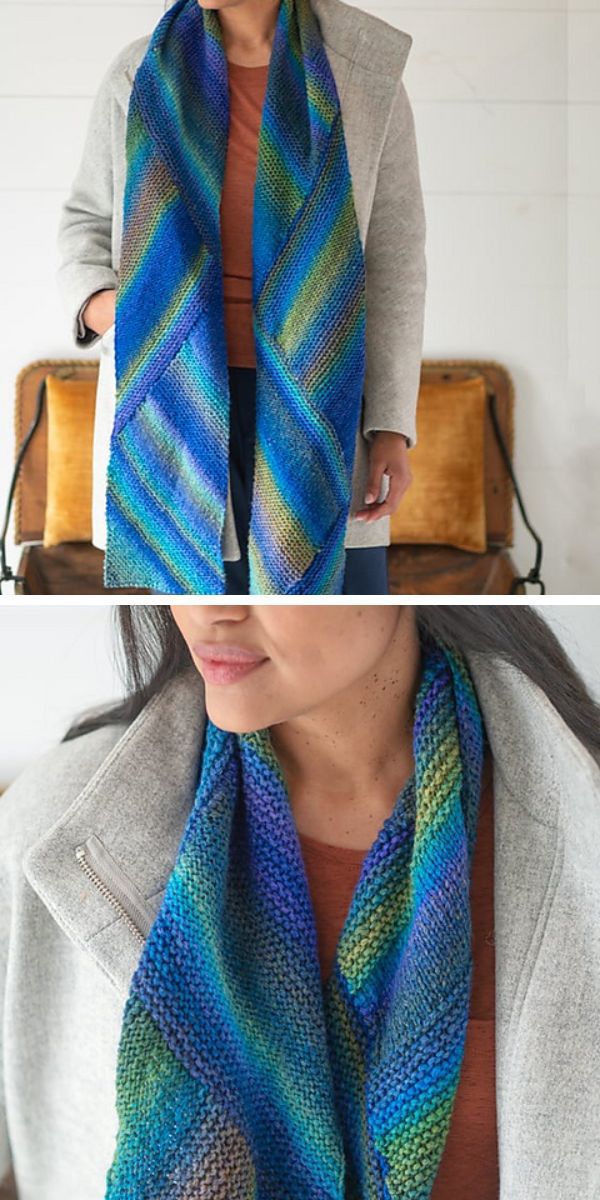 woman wearing knitted ombre shawl