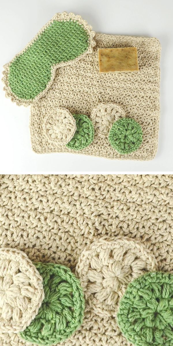 a crocheted spa accessories