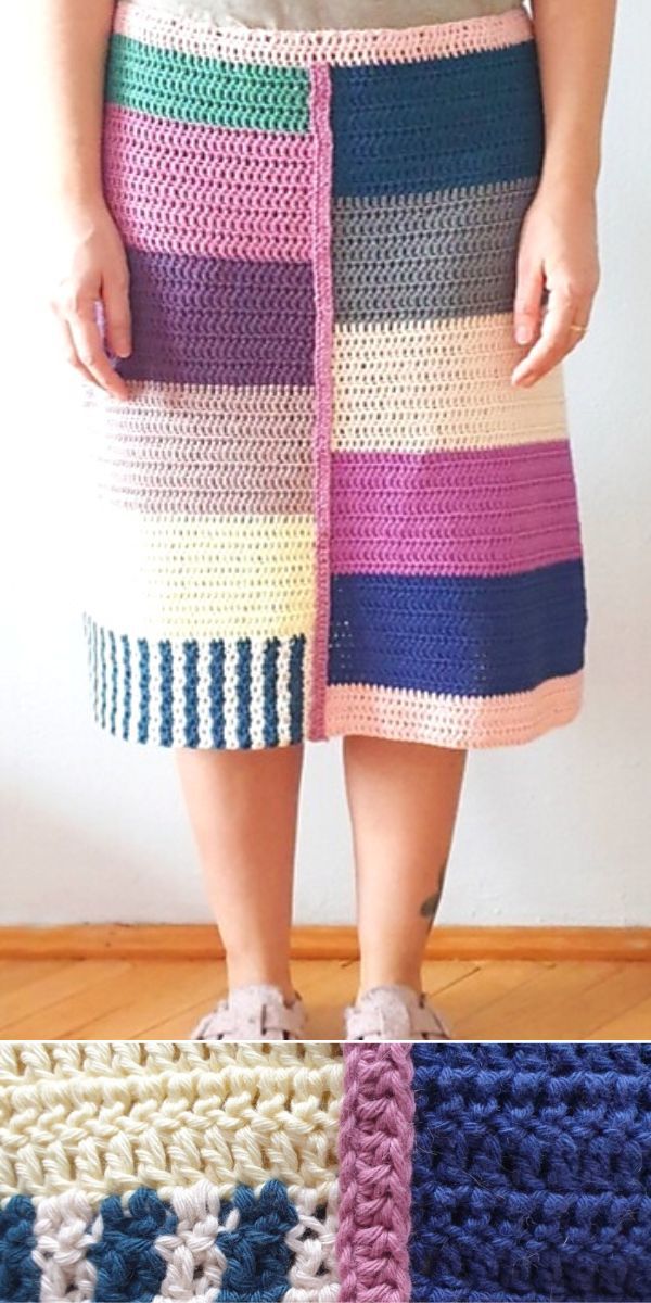 a woman wearing a crocheted skirt