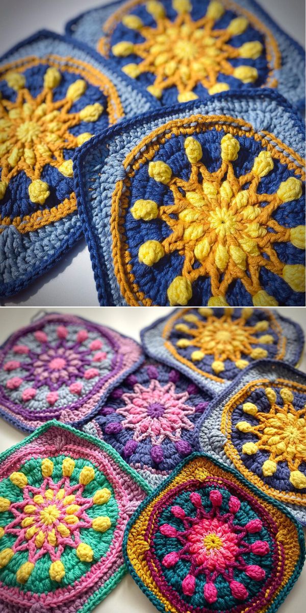 sun-looking crochet square