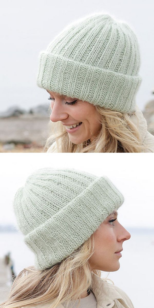 mint classic knit ribbed beanie