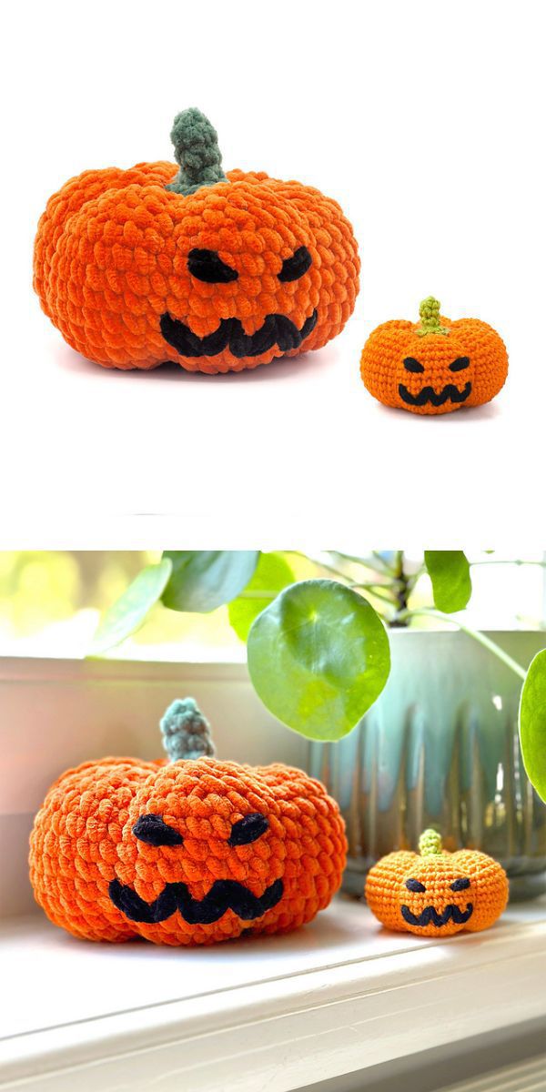 one big and one small pumpkin crochet amigurumi