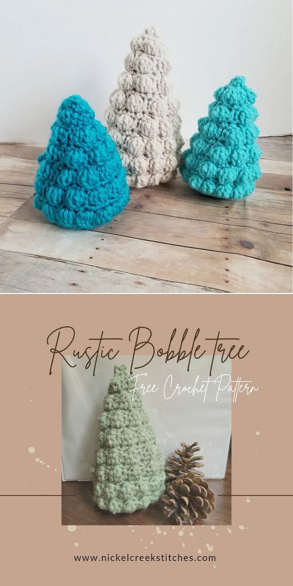 three crochet tree amigurumi