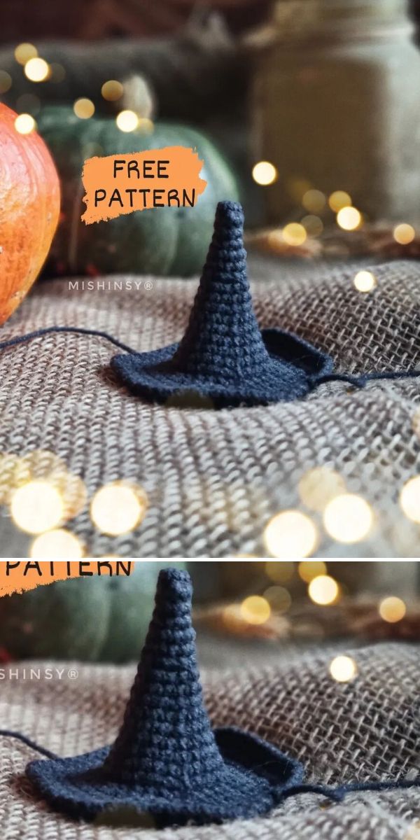 crochet halloween witch hat for toys