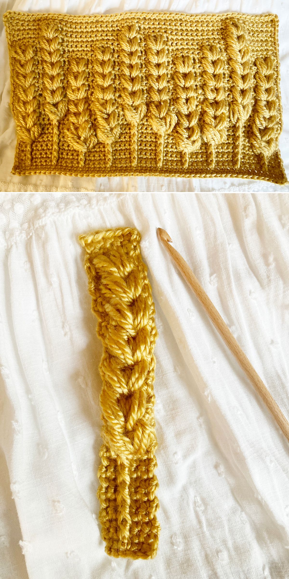 a crochet stitch pattern resembling wheat stalks