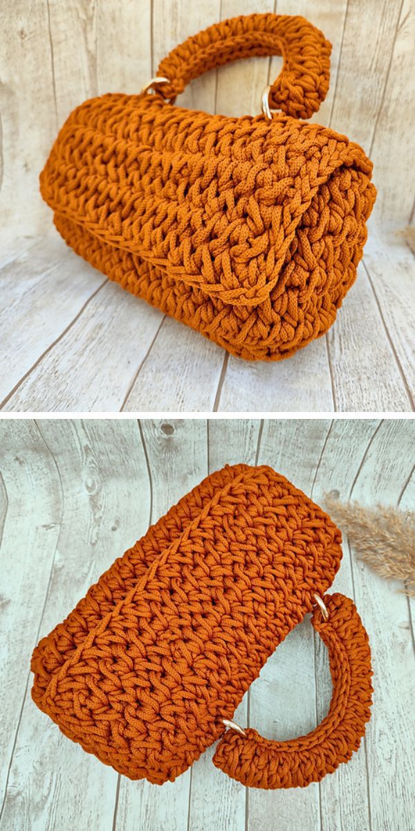 A crocheted bag in orange color