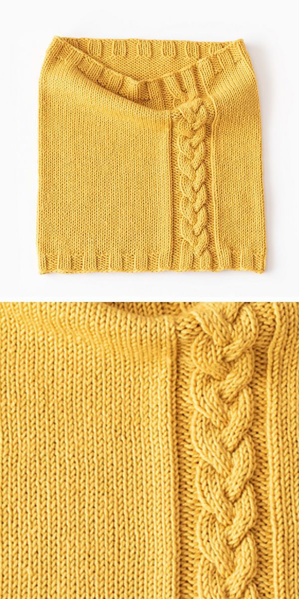 A yellow knitted cowl.