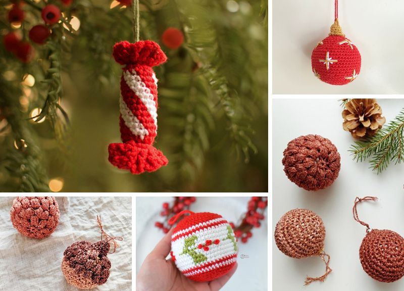 A collage of christmas ornaments and decorations.
