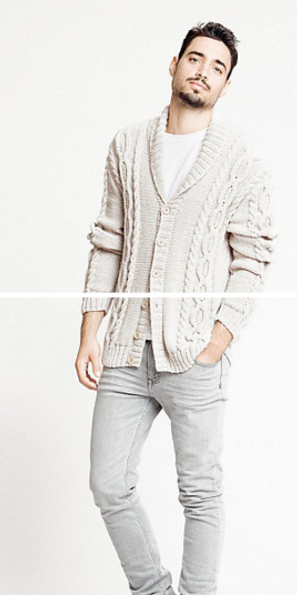 a knitted cabled cardigan