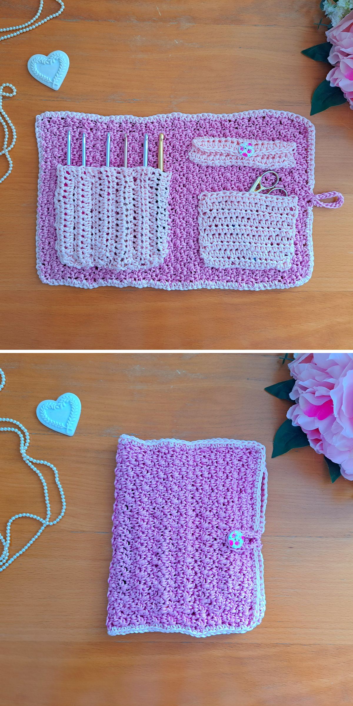 a charming storage crochet case in a purple color