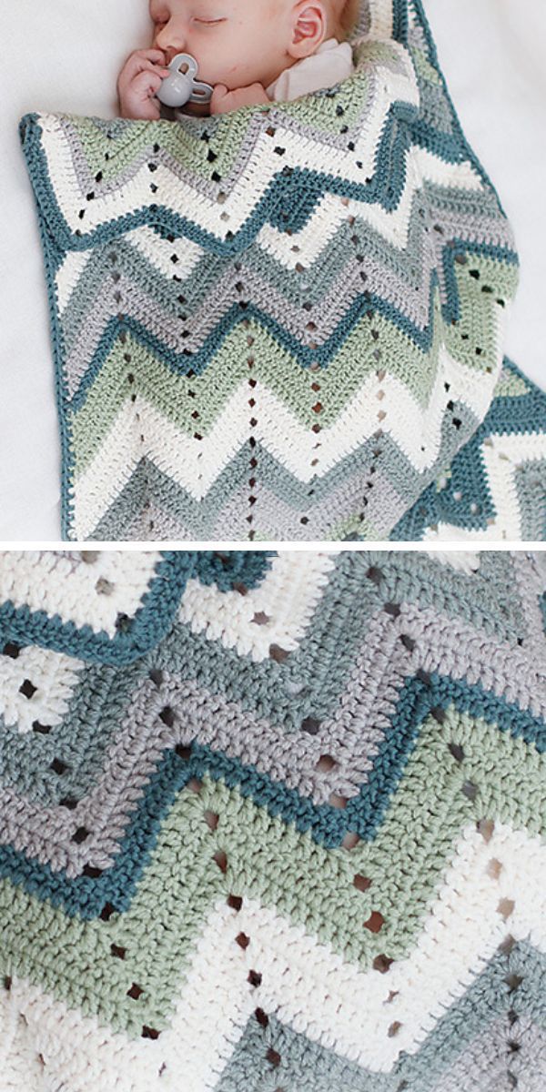 Chevron ripple crochet baby blanket pattern.