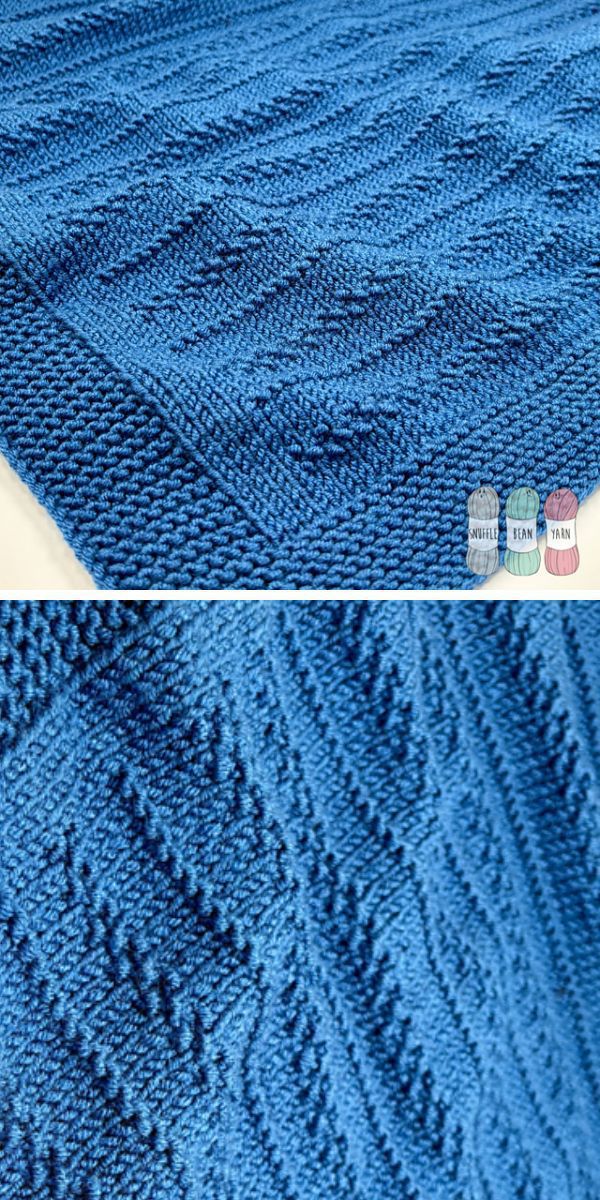 a blue  knitted baby blanket