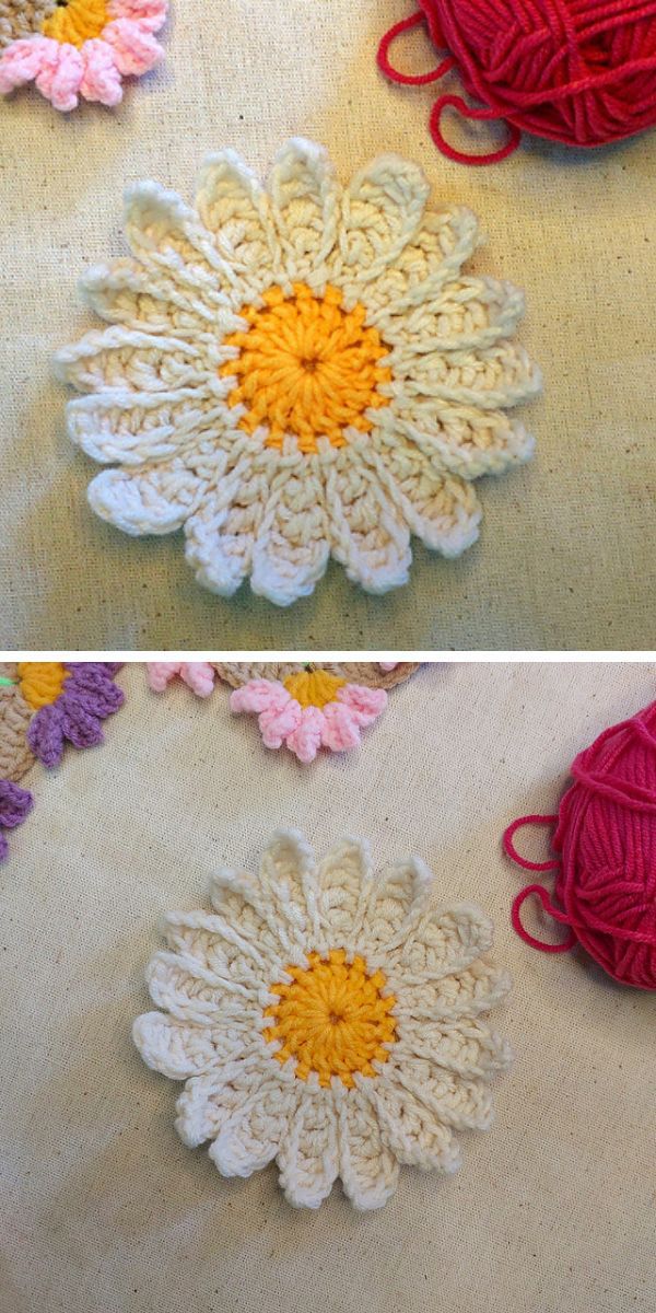 a daisy flower crochet applique