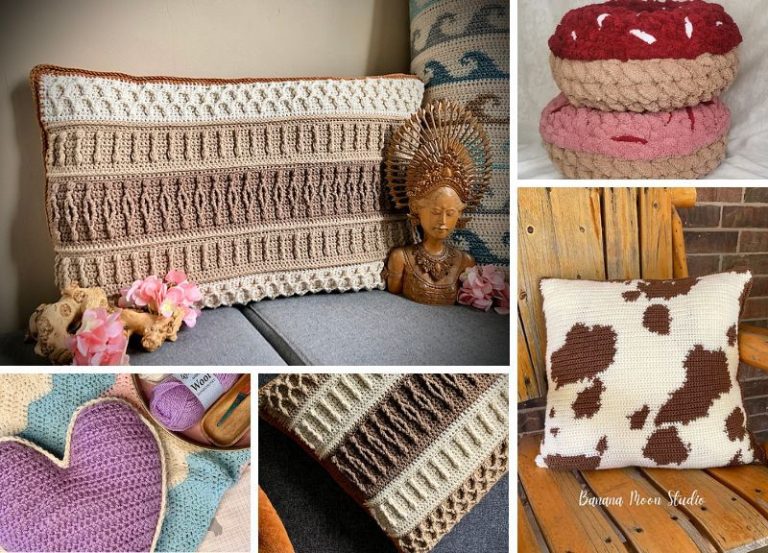 a collection of beautiful crochet pillows