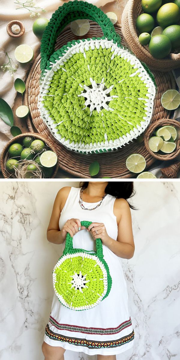 a lime crochet purse handbag