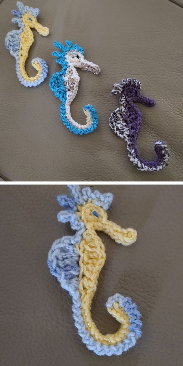 crochet seahorse appliques