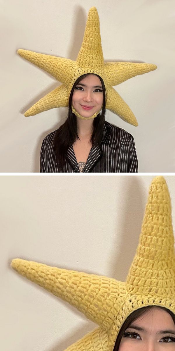 a fun crochet hat shaped like a star