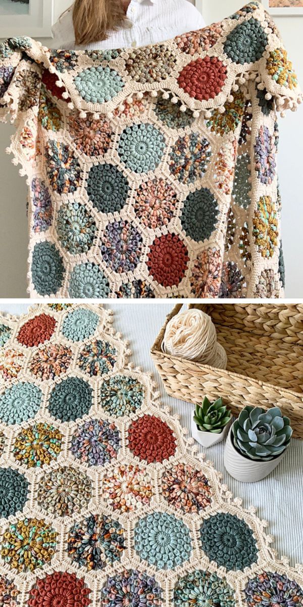 a beautiful crochet hexie blanket