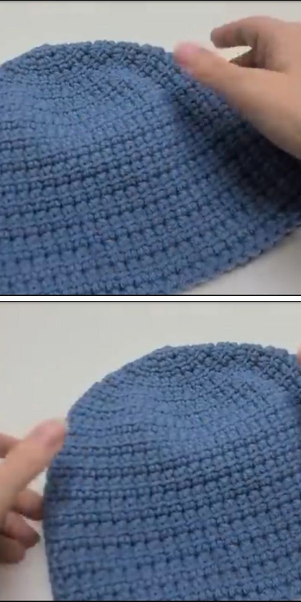 a simple crochet hat in blue
