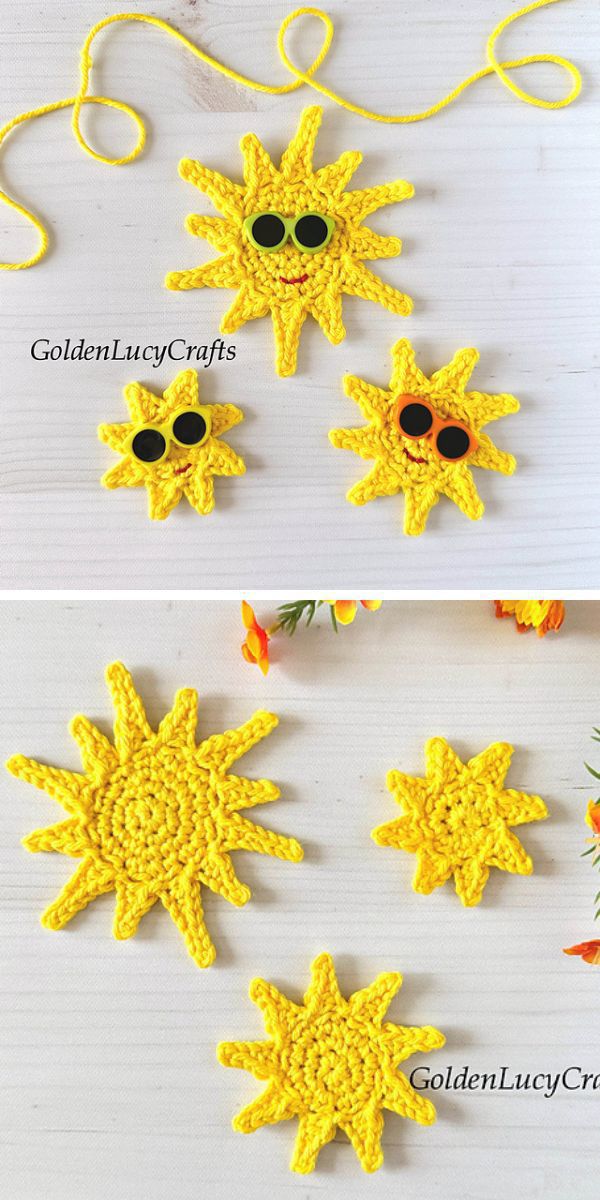 crochet sun appliques