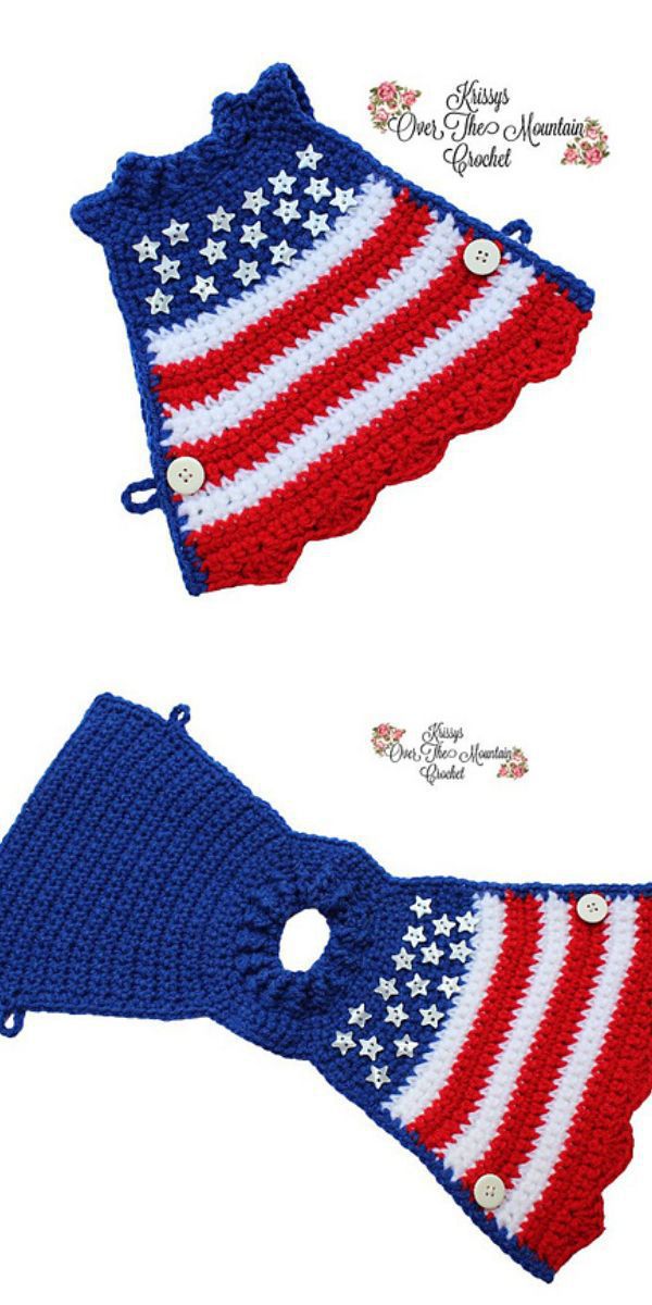 crochet chicken sweater in America's national colors