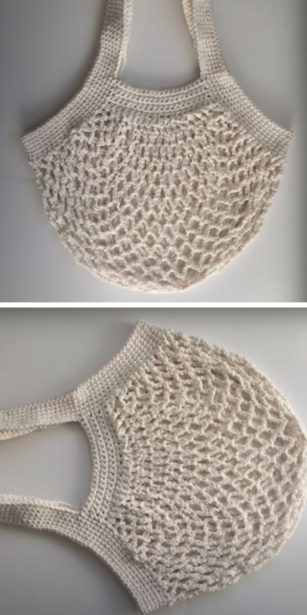 a white simple crochet market bag