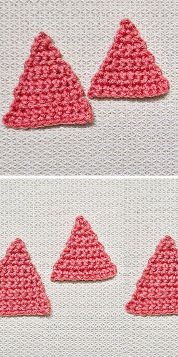 red crochet triangles