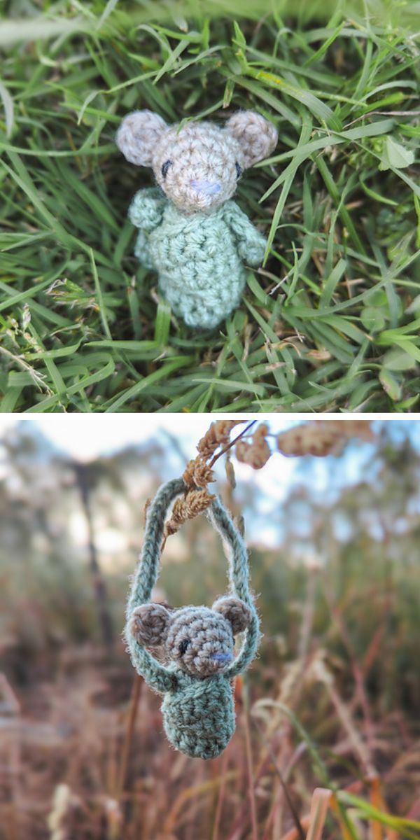 a small crochet baby mouse